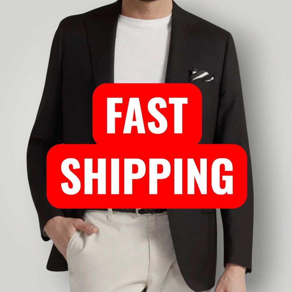 CALVIN KLEIN Mens Blazer 44R Sport Coat 2-Button Jacket Slim fit Black Wool